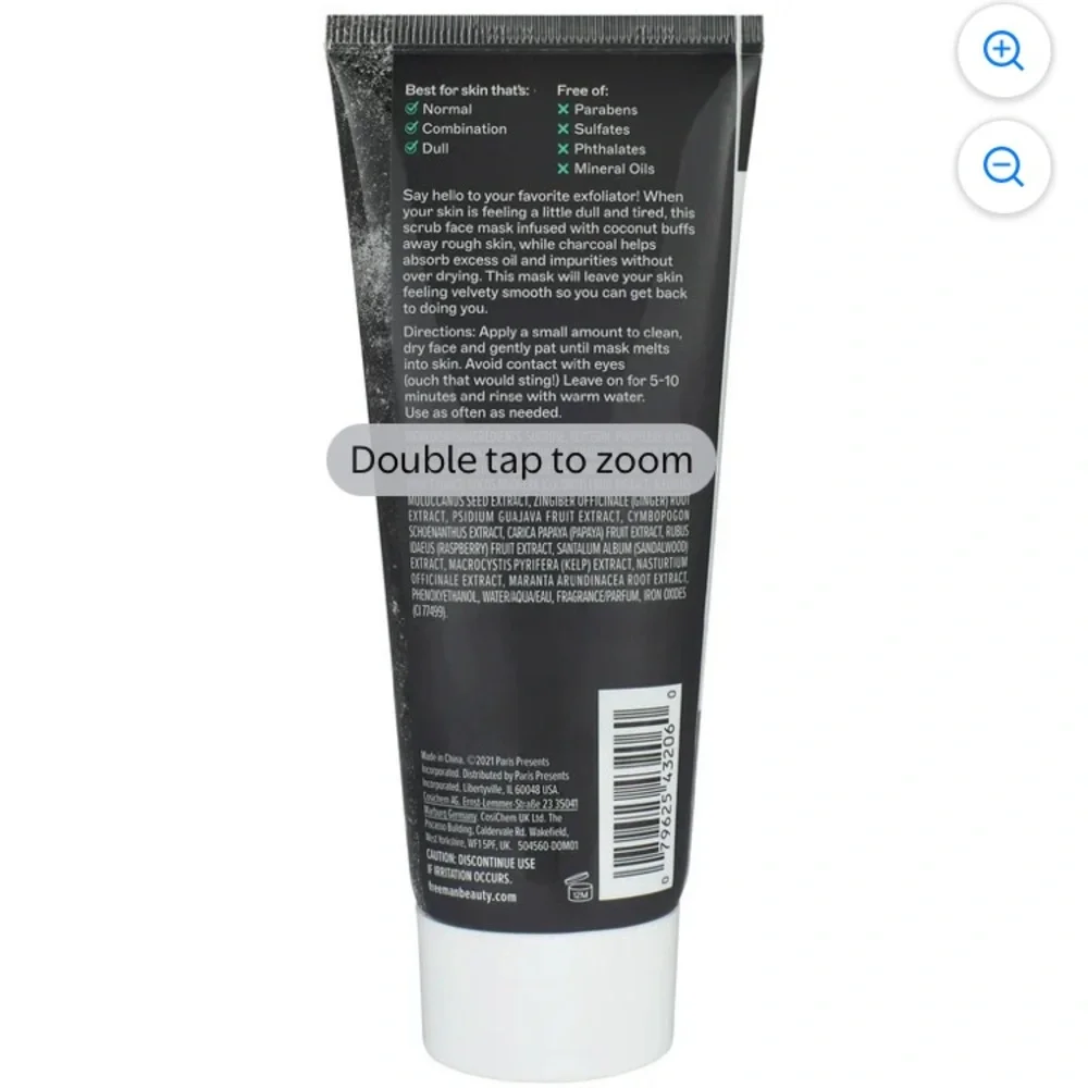 NWT Freeman Exfoliating Charcoal & Coconut Facial Scrub Mask
